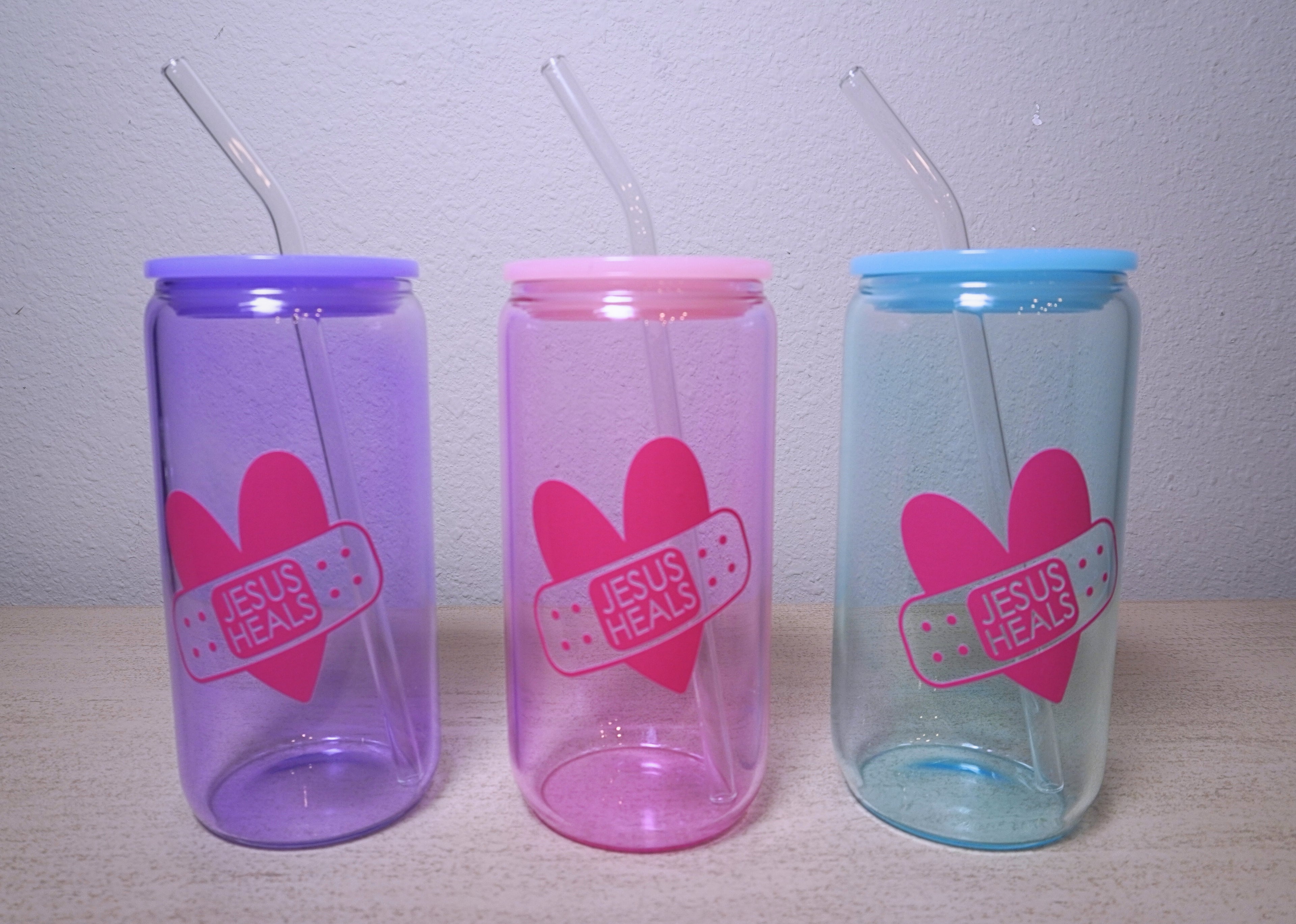 JESUS HEALS GLASS CUP image 0